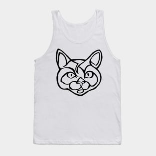 Line Drawing Cat Face Cat Line Tank Top